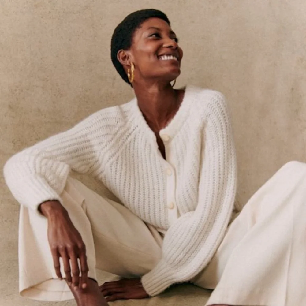 Sezane Emile Cardigan Cropped Ecru - Picture 2 of 10